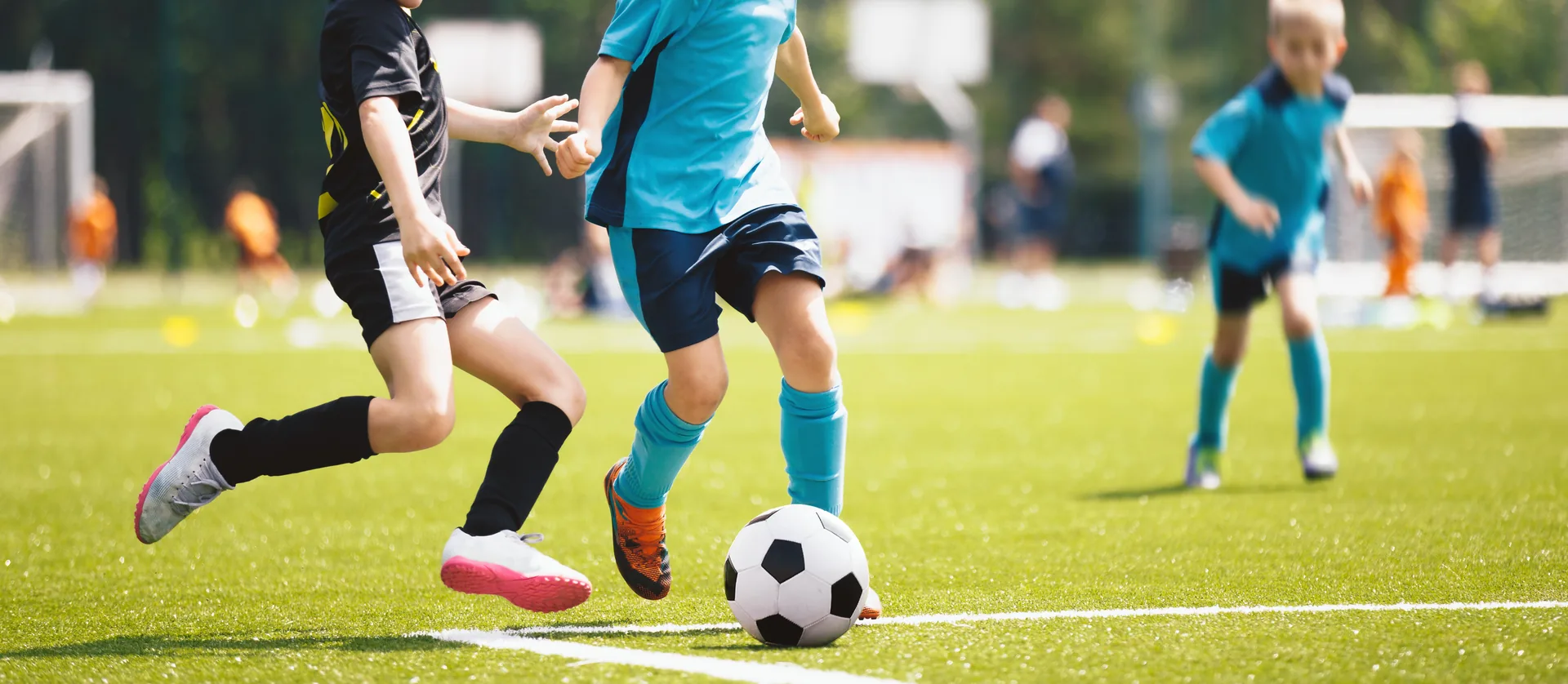 Youth soccer players at a community fundraising event